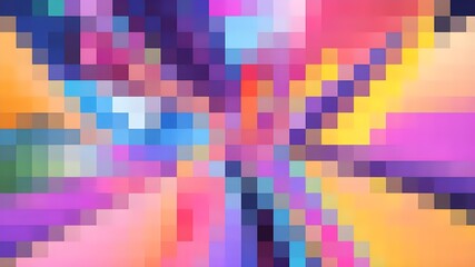 Vibrant Abstract Pixelated Background with Geometric Shapes and Colorful Mosaic Pattern