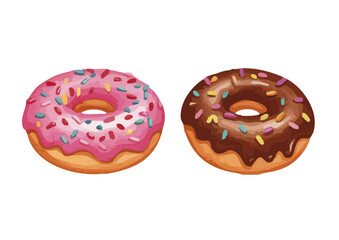 Vector watercolor sweets / 水彩テイストのドーナツイラスト