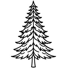 Obraz premium Single Evergreen Outline – Clean Vector