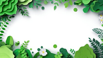 Floral Green Paper Cut Frame