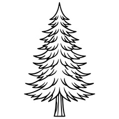 Obraz premium Single Evergreen Outline – Clean Vector