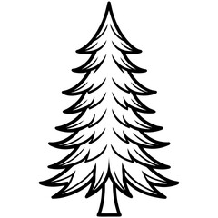 Obraz premium Single Evergreen Outline – Clean Vector
