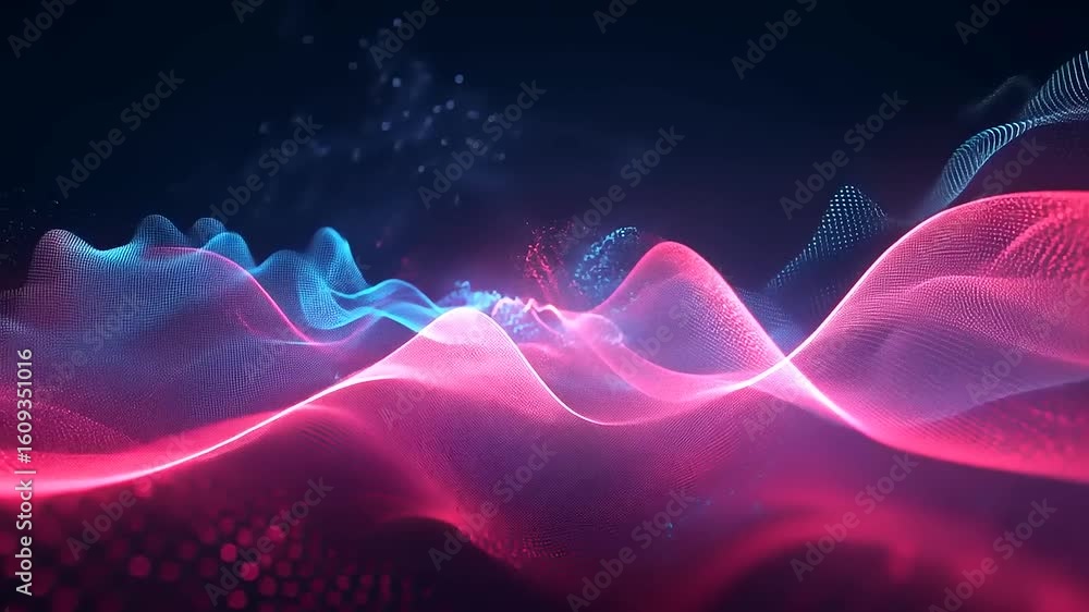 Poster abstract visualization of flowing waves with human-like faces emerging, creating a dreamy atmosphere