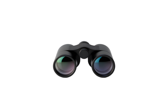 Compact Black Binoculars on Transparent Background Ideal for Design Projects