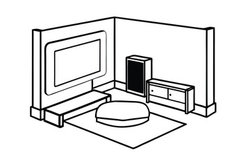 Room With Rotating Tv Stand And Corner Seating