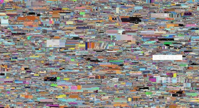 Abstract digital mosaic pattern with glitch effect