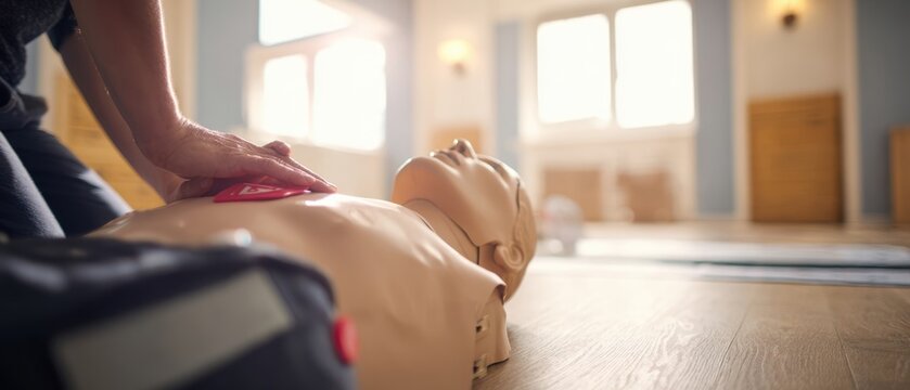 The CPR Training Session Focused on Life-Saving Techniques with a Mannequin - Powered by Adobe