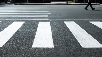 Fototapeta premium City street crosswalk with pedestrian