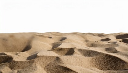 beach sand background front view on white isolated background