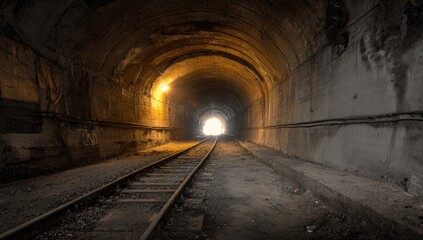 Obraz premium A dark tunnel with light at the end