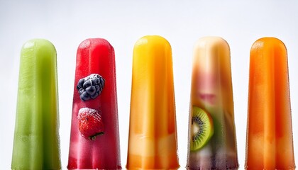 colorful fruit popsicles showcase summer delights isolated on white background