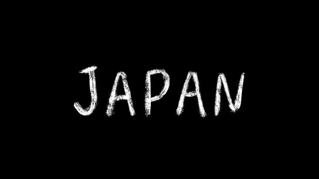Animated Japan Word With A White Chalkboard Texture On A Black Background For Visualizing Japanese Culture Travel Or Country Name Perfect For Video Elements And Dynamic Design - Powered by Adobe