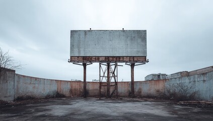 Blank billboard in a desolate urban setting