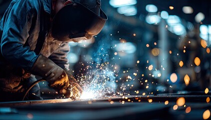 Industrial welder in action