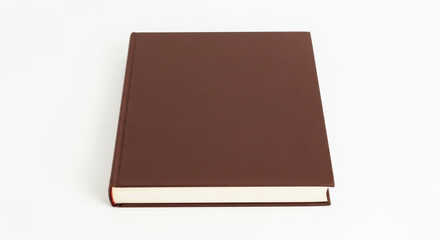 Fototapeta premium Blank brown hardcover book on a white background, ready for a new story or knowledge.