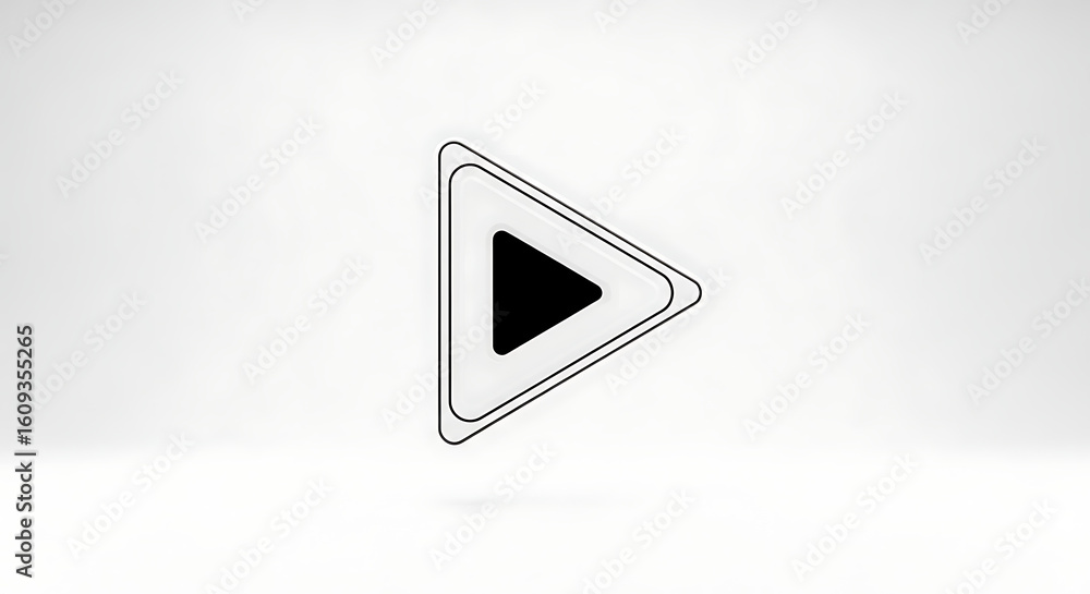 Poster a minimalistic illustration of a play button with a double outline on a white background ai generate
