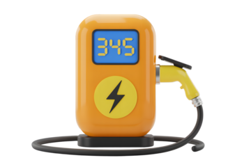 Modern Electric Car Charging Station on transparent background