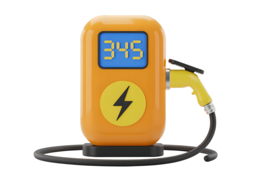 Modern Electric Car Charging Station on transparent background