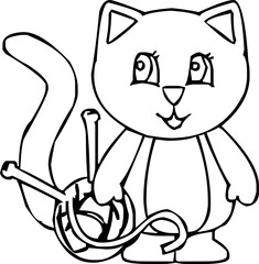 Outline drawing of a cute cat for coloring books or printable coloring pages.