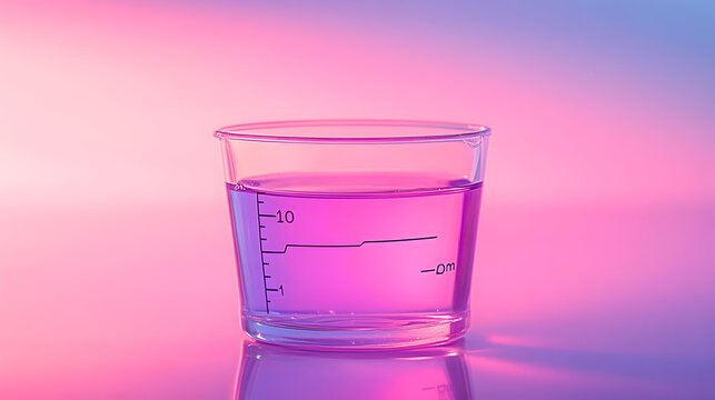 Liquid in measuring cup with level indicators