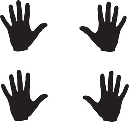 Four Hand Silhouettes Symbolizing Diversity Unity and Connection Depicting Different Perspectives in a Minimalist Black and White Design