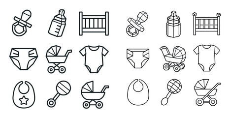 Fototapeta premium Baby Essentials Icons
