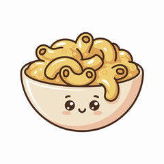 Cute Cartoon Bowl of Macaroni and Cheese
