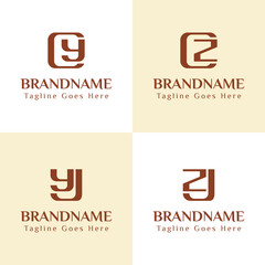 Letters CY CZ JY JZ Monogram Logo, for CY YC CZ ZC JY YJ JZ ZJ initials