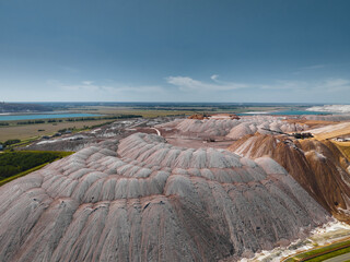 Huge dumps of potassium salt and waste sludge storage sites