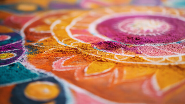 Colorful, intricate design painted on a surface.