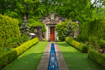 the bait box and landscaped grounds at the grey towers estate