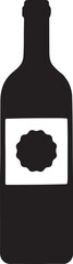 Silhouette vector of a wine bottle with label and seal, perfect for premium branding and elegant packaging designs.
