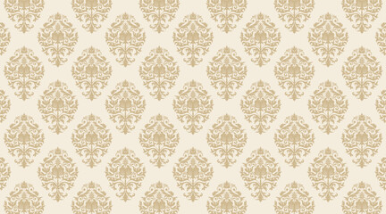 soft cream damask floral pattern background house interior wallpaper suitable for textile or packaging print