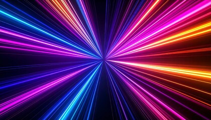 Radiant, colorful light rays diverging