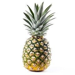 Fototapeta premium Fresh Whole Pineapple with Spiky Green Leaves Isolated on a Clean White Background in High Detail