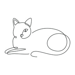 Cat continuous line drawing. One line vector drawing.
