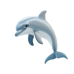 Obraz premium Cute Cartoon Dolphin on White Background