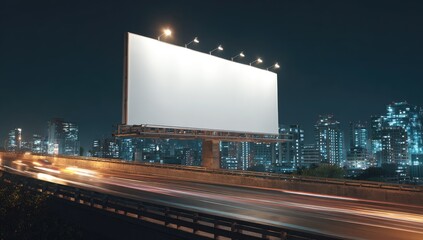 Blank billboard at night in a city (2)