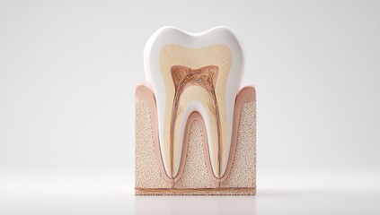 3D anatomical illustration of a tooth section