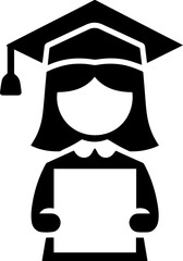 Female Graduate Silhouette – Woman in Cap Holding Diploma Scroll