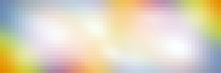 Long banner. Light rainbow gradient background, pastel colors, pixel mosaic tile. copy space