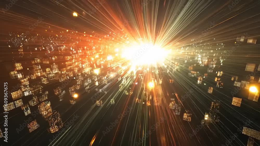 Aufkleber abstract light explosion with vibrant colors and dynamic rays, creating a sense of movement and ener