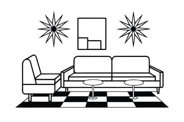 Retro Modern Interior With Modular Seating