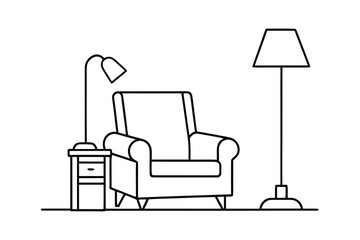 Relaxing Corner With Armchair Lamp And Reading Nook