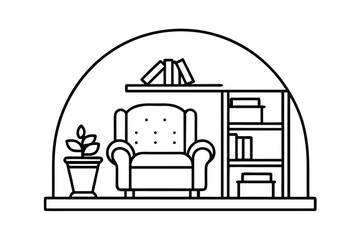 Reading Room Setup With Bookcase And Cozy Armchair