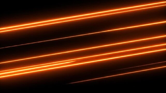 Abstract Orange Light Beams Against Black Background Dynamic Motion Futuristic Design with Parallel Lines Geometric Patterns and Decorative Glowing Elements
