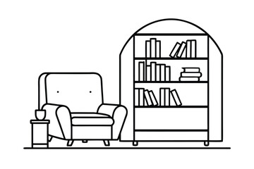 Reading Room Setup With Bookcase And Cozy Armchair