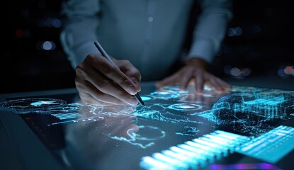 Close-up of a person using a digital stylus