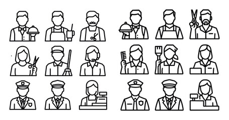 Fototapeta premium Service Professions Icons