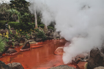 Chinoike Jigoku (Blood pond Hell) in beppu, oita, japan